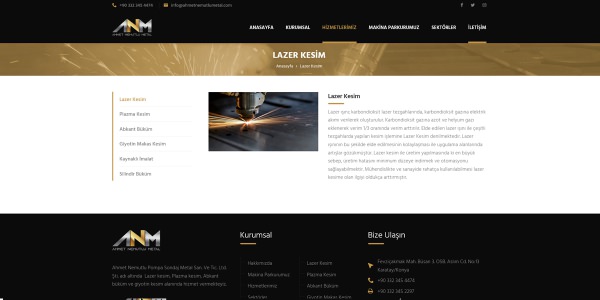 Ahmet Nemutlu Metal - Konya Web Tasarım Web Sitesi