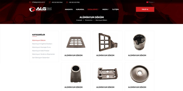 ALG Metal - Konya Web Tasarım Web Sitesi