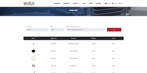 Dağpar Otomotiv - Konya Web Tasarım Web Sitesi