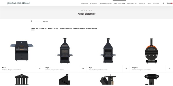 Espariso Ateşli Sistemler ve Teşhir Reyonları - Konya Web Tasarım Web Sitesi
