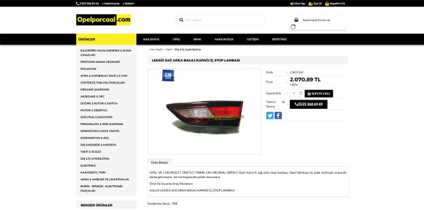 Opel Yedek Parça - Konya Web Tasarım Web Sitesi