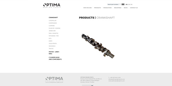 Optima Engine Parts - Konya Web Tasarım Web Sitesi