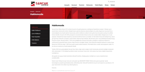 Sancak Beton - Konya Web Tasarım Web Sitesi