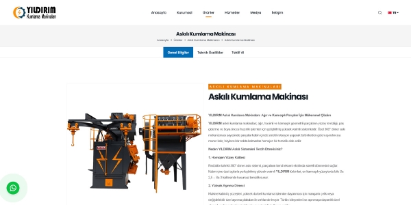 Yıldırım Kumlama Makinaları - Konya Web Tasarım Web Sitesi
